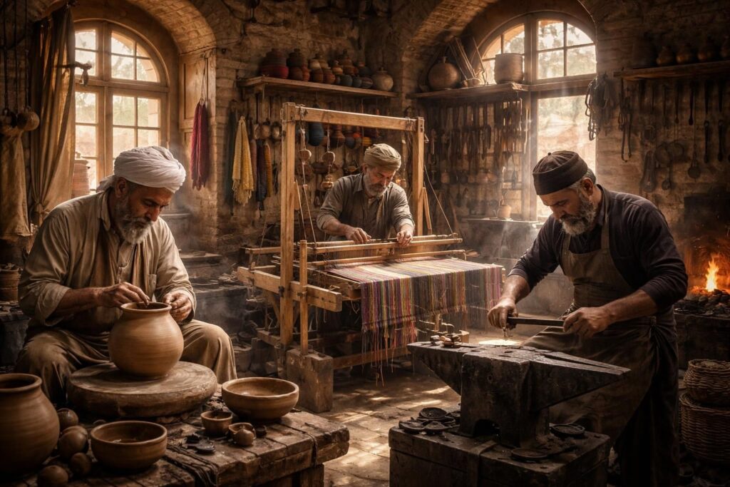 découvrez les talents des artisans du quartier qanat, où chaque création reflète la richesse et la beauté de l'artisanat local authentique.