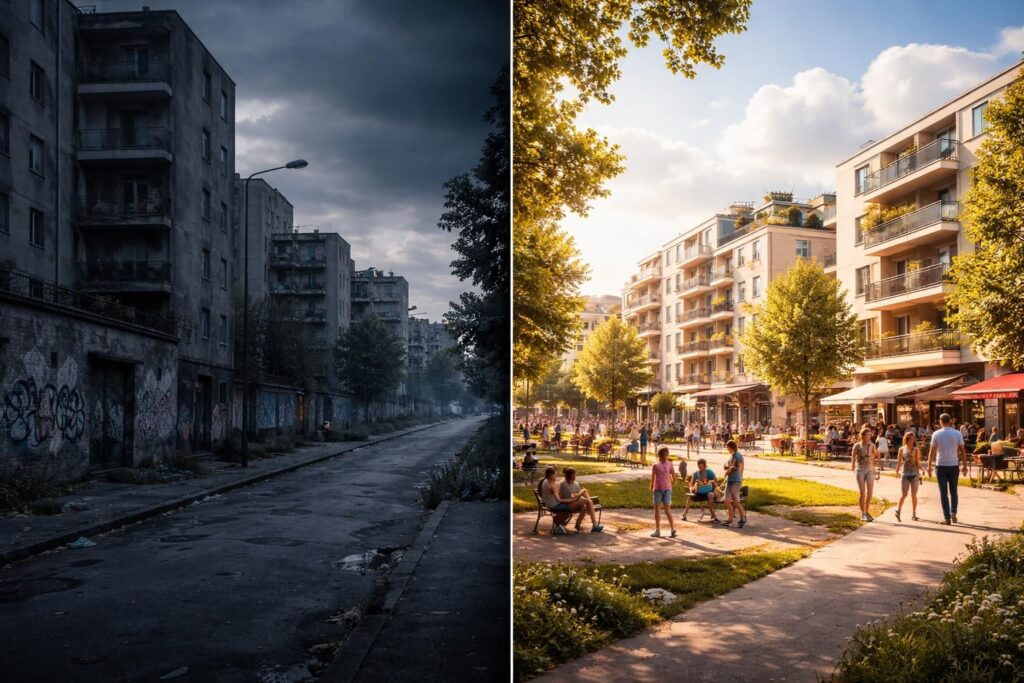 découvrez comment la banlieue de lyon, autrefois redoutée, évolue positivement au fil du temps grâce à des transformations urbaines et sociales.