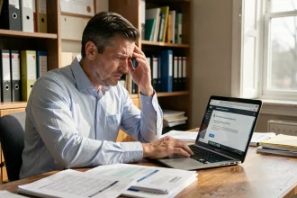 Homme frustré face à un blocage de dossier de demande de logement social à cause d'un numéro ALIN incorrect